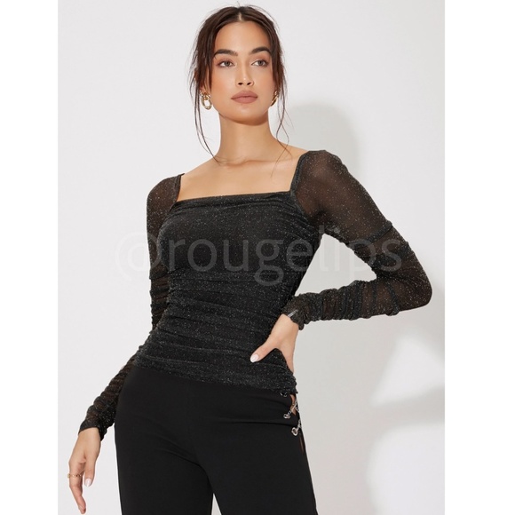 Silver Lux Lurex Straight Neck Top main image 1